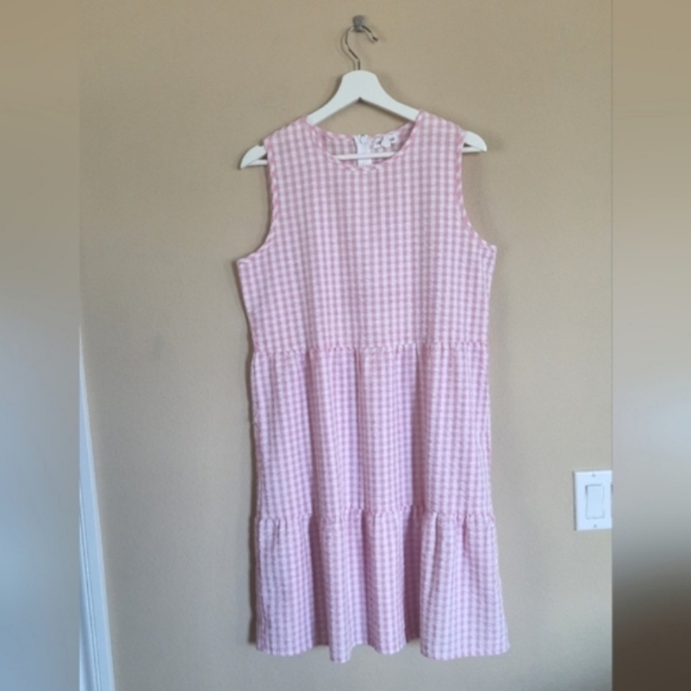Chloe+ Rene Pink Gingham Tiered Dress Feminine Cottage Cottagecore Sweet Summer